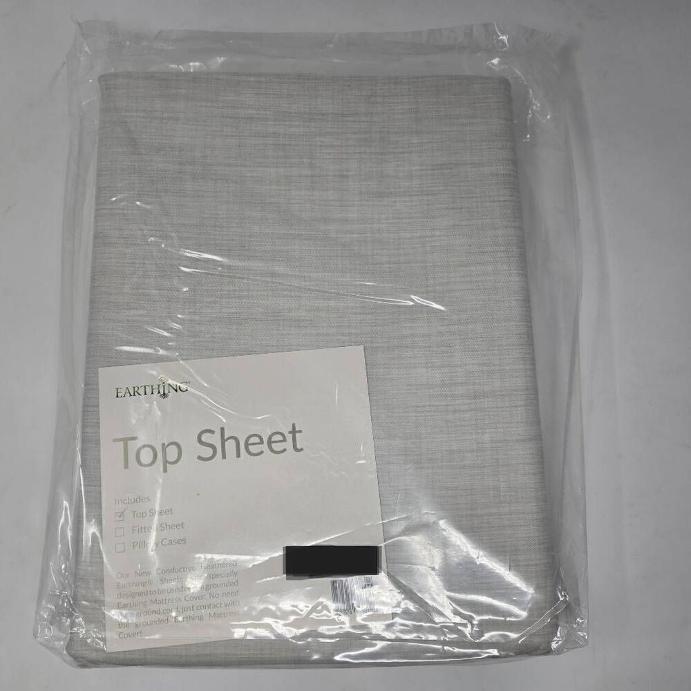 EARTHING GROUNDING BEIGE FLAT BED SHEET 98% COTTON 2% AGFLEX SILVER CAL KING
